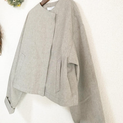 期間限定SALE！（Hjärta） 綿ウールバフクロス　HAORI short   light brown   遠州織物 7枚目の画像