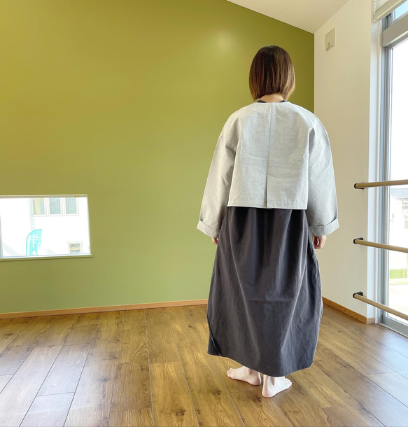 期間限定SALE！（Hjärta） 綿ウールバフクロス　HAORI short   light brown   遠州織物 11枚目の画像