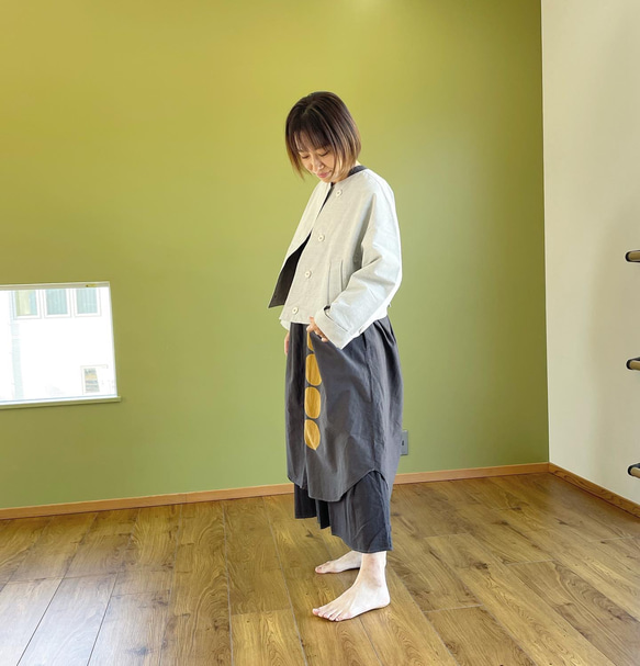 （Hjärta） 綿ウールバフクロス　HAORI short   light brown   遠州織物 12枚目の画像