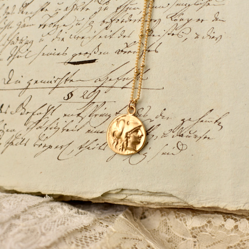 コインネックレス（古代ギリシャコインモチーフ）〜24金マットゴールド