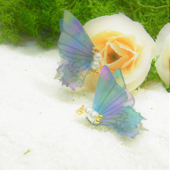 シフォン 蝶 パール加工チャーム　２０２３A 2枚目の画像