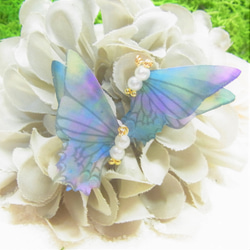 シフォン 蝶 パール加工チャーム　２０２３A 1枚目の画像