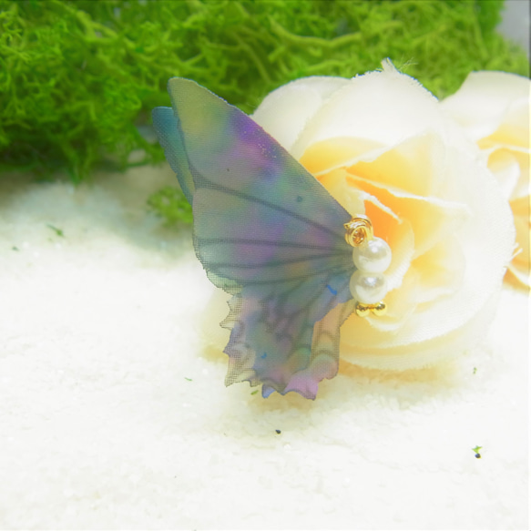 シフォン 蝶 パール加工チャーム　２０２３A 5枚目の画像