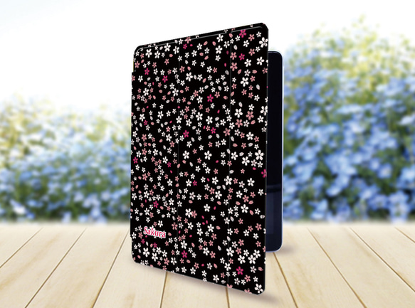 【夜桜Ⅱ】手帳型iPadケース【バックカバー：ハードタイプ】片面印刷/カメラ穴有/はめ込み式 2枚目の画像