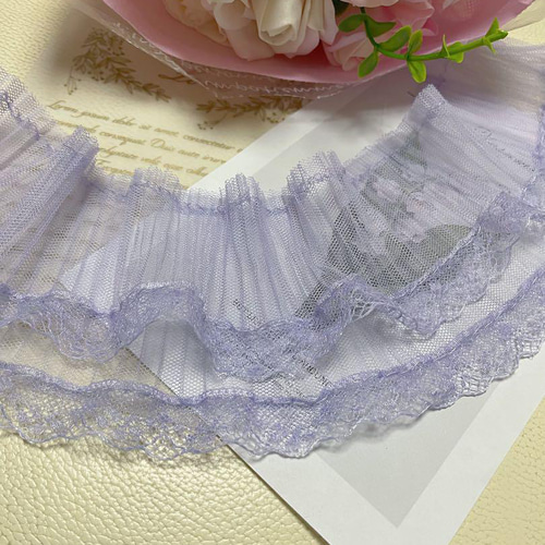 B188 二層藤色フリルレース生地 手芸用品 レース ʚmummyɞ 通販 