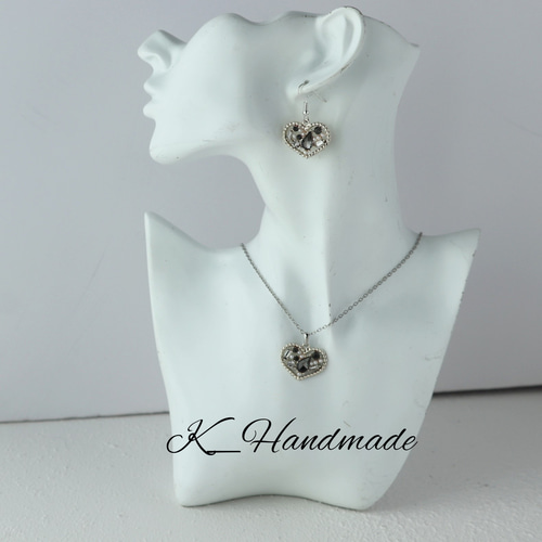 ♡ハンドメイド♡ビジューネックレス キラキラハートのビジュー ネックレス ネックレス・ペンダント