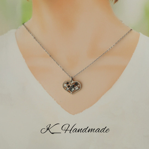 ♡ハンドメイド♡ビジューネックレス キラキラハートのビジュー ネックレス ネックレス・ペンダント