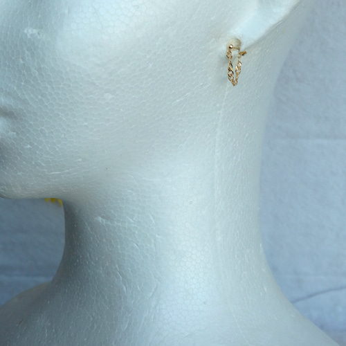 ままりん　k18ピアス　ベネチアンチェーン　フープピアス　0.7㎜幅 K18 アメリカンピアス ピンチェーン ベネチアン[073]0.6mm5cm