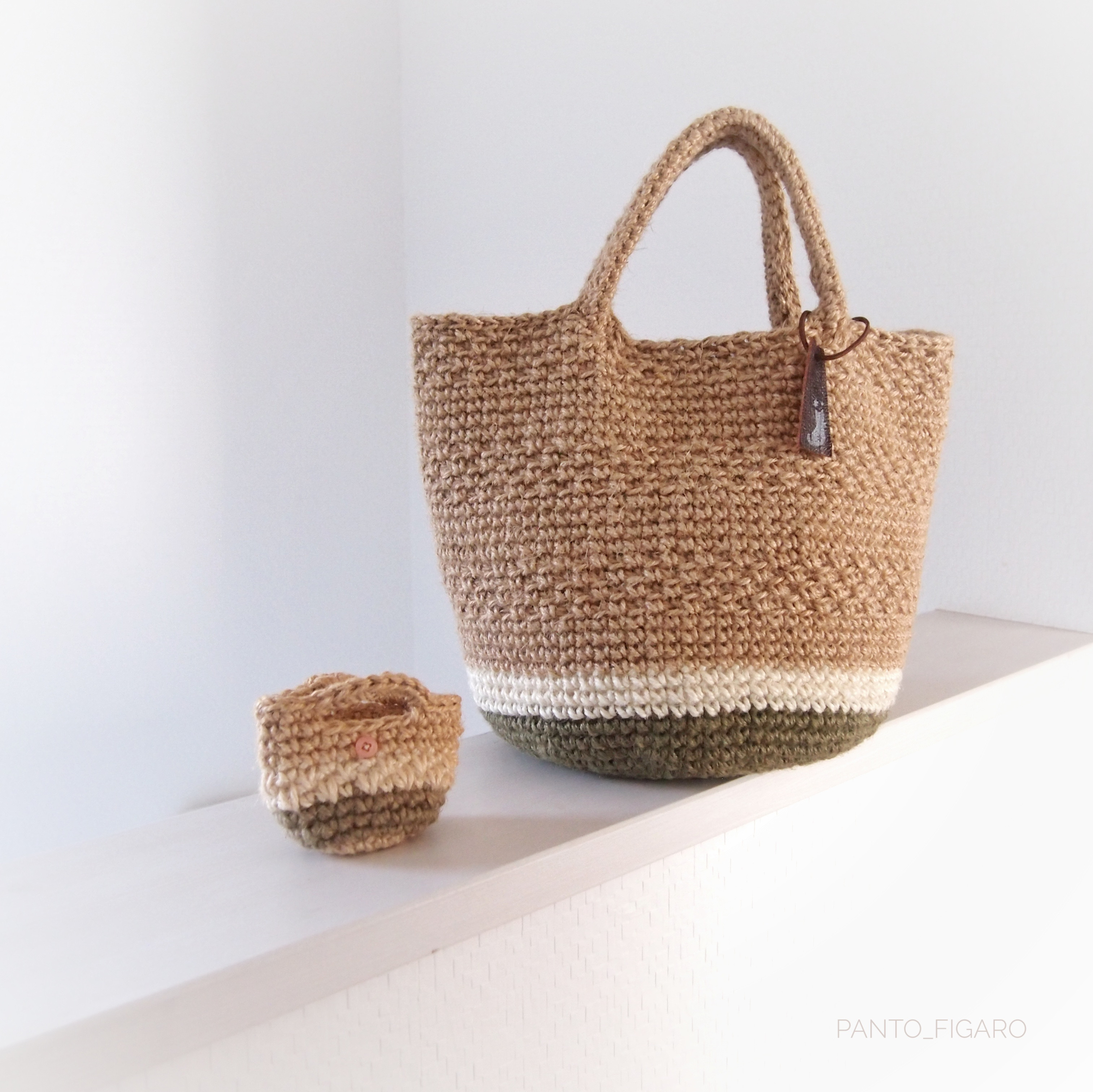 麻紐バッグ 麻ひもバッグ ニットバッグ ズパゲッティ ハンドメイド  