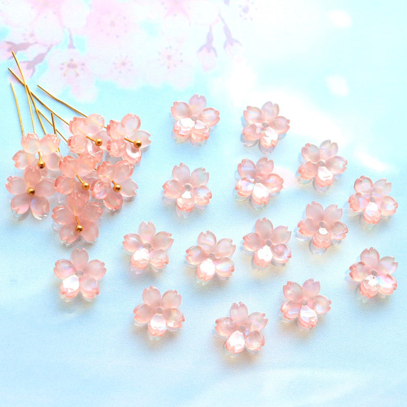 オリジナル新作★桜のパーツ　アセテート　レインボークリアピンク 15枚目の画像