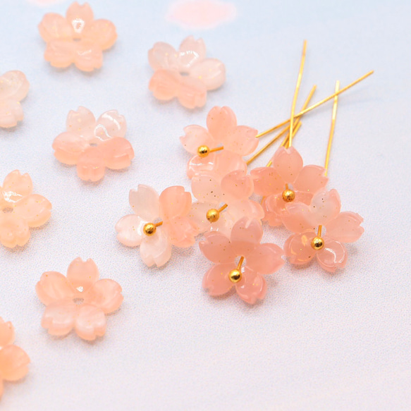 オリジナル変色素材★桜のパーツ　アセテート　アプリコット→ローズピンク 8枚目の画像