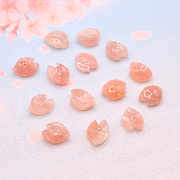 オリジナル変色素材★桜の花びらパーツ　アセテート　アプリコット→ローズピンク 11枚目の画像