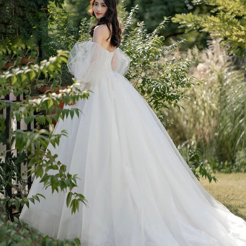 ボリューム袖 オフショルダー ウエディングドレス ドレス ウララ