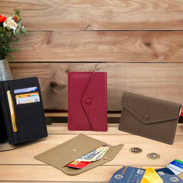 《全6色》 イタリアンレザー フラグメントケース 本革 ミニ財布 コンパクト財布 ミニウォレット 小さい財布 レディース 1枚目の画像