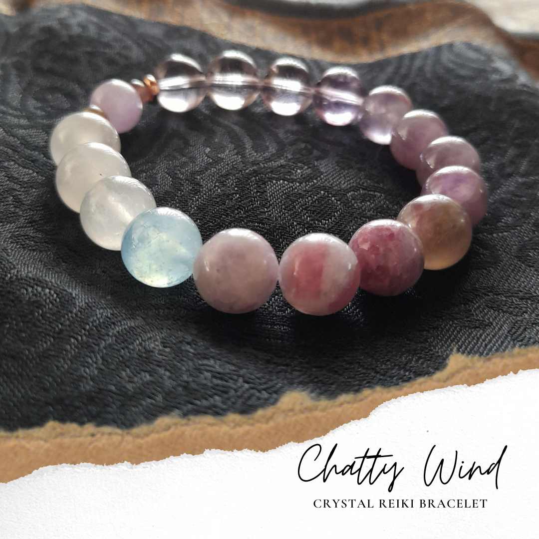 【送料無料】★アクエリアスの妖精★ピンクトルマリンインレピドライト他　天然石ブレスレット 1189