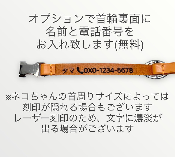 【小魚バックルがアクセント】本革製猫用首輪 7枚目の画像