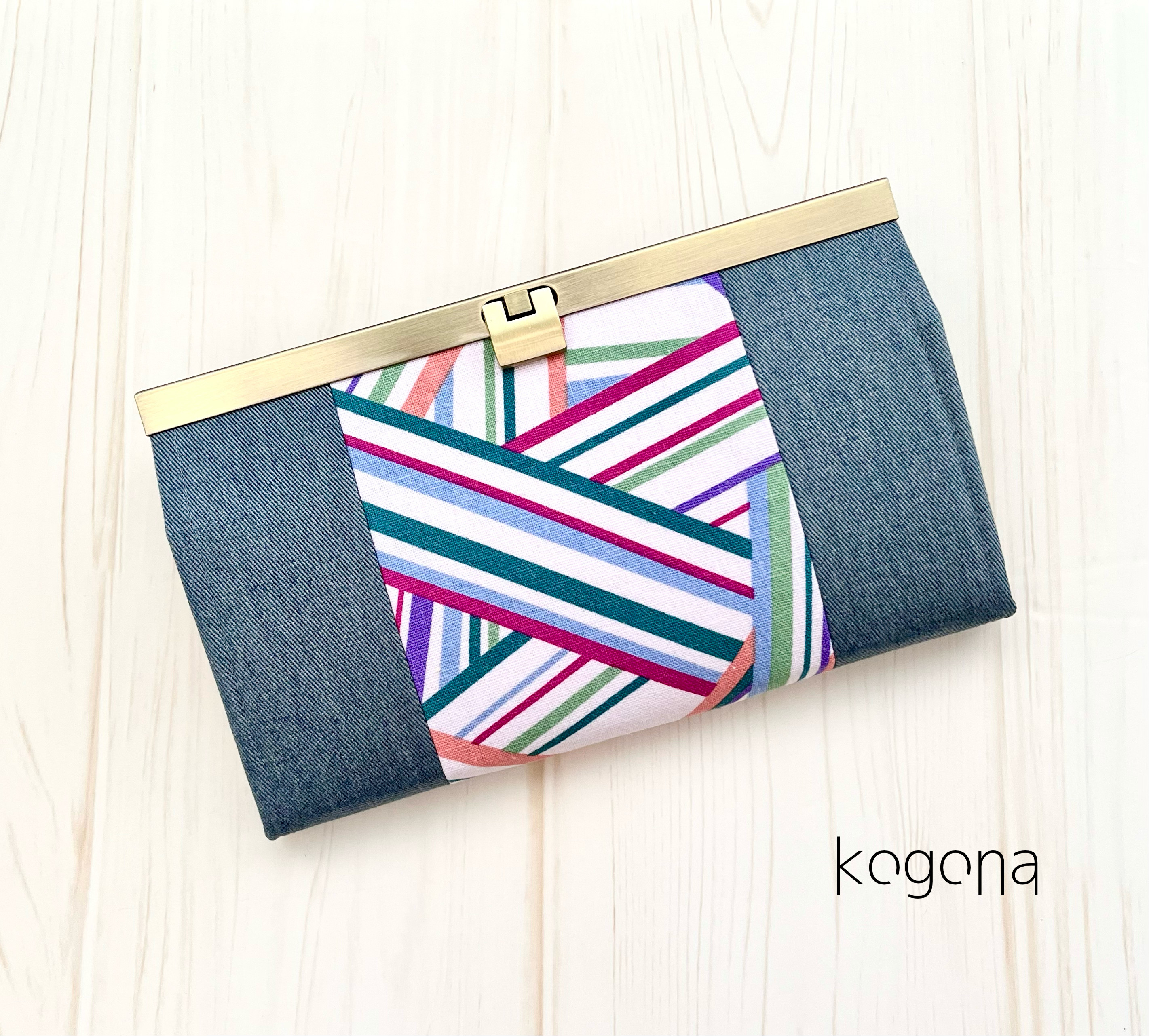 ミックスカラーライン×デニム《USED》・長財布