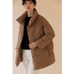 ダウンジャケット ウエストに紐コート 中長着丈 キャメル S-L #0136