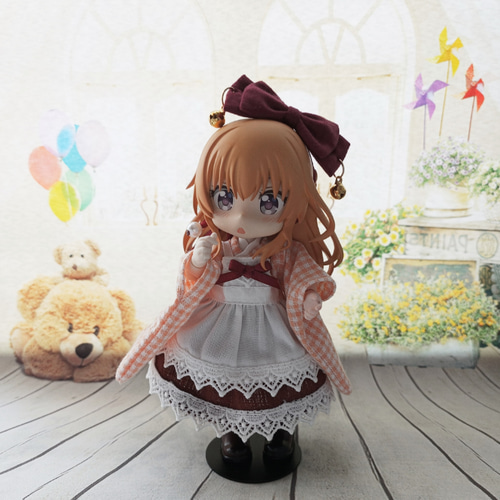 オビツ11 1/12 ドール 制服　茶色　6点　　セット　水玉　チョコレート オビツ11 1/12 ドール 制服 茶色 6点 セット 水玉 チョコレート