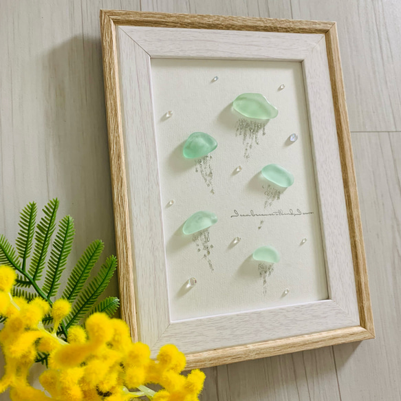 シーグラスアート☆No.391 図鑑　海の生き物　ギフト　プレゼント インテリア ☆シーグラスアート☆ No.35☆『図鑑シリーズ。海の生き物達』9