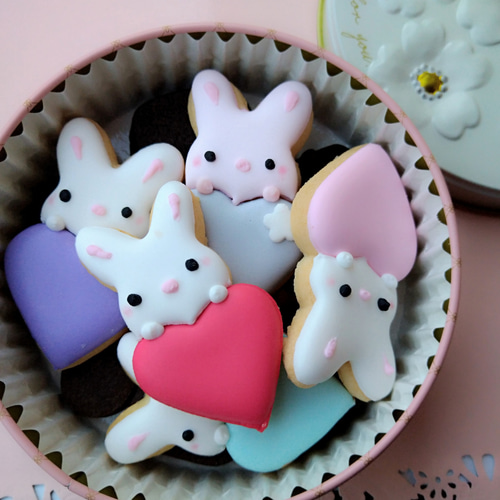 苺アイシングクッキー♡白うさぎ