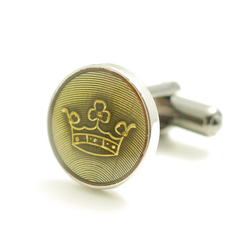 王冠バージョン：落ち着きのあるマットゴールドベースのカフスボタン Metal 137 3枚目の画像