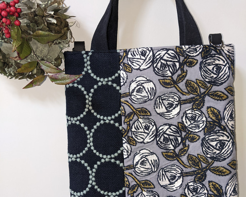 ミナペルホネントートbag【rosy/gray＆tambourime】ローズ＆タンバリン