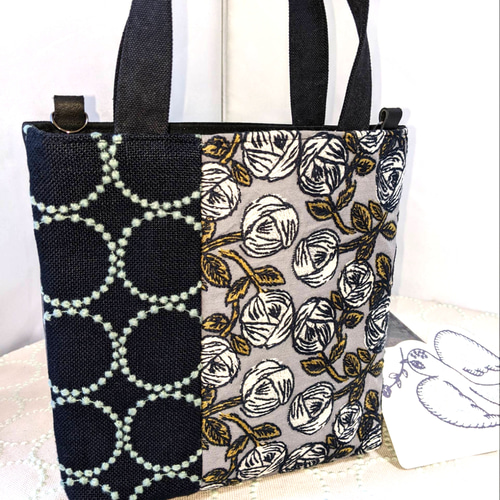 ミナペルホネントートbag【rosy/gray＆tambourime】ローズ＆タンバリン