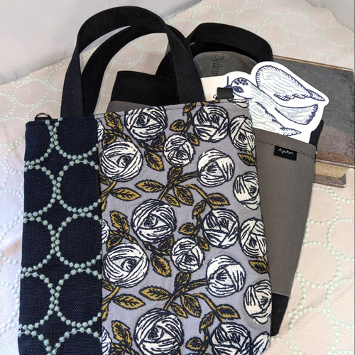 ミナペルホネントートbag【rosy/gray＆tambourime】ローズ＆タンバリン