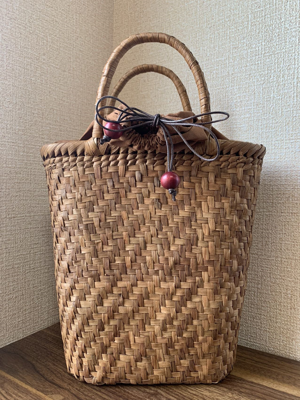山葡萄 山葡萄籠バッグ 手作り 山葡萄かごバッグ 網代編み 巾着
