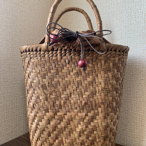 ハンドメイド 山葡萄 網代編み かごバッグ 山葡萄籠バッグ 問い 手作り