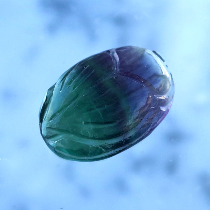 天然石【フローライト】スカラベ カービング/彫刻 ルース 20×14mm