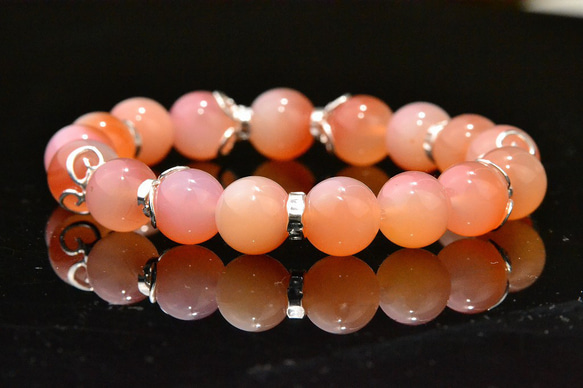 【Orange gradient agate】SV9999 Pure Silver 日本的純銀工藝手鐲 第4張的照片