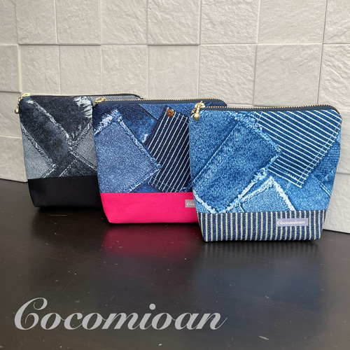 再販①マチ付きポーチ IQOSポーチ ファニーフェイス 青 マチ付きポーチ