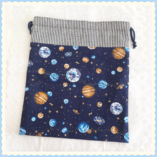 体操着袋 体操服袋 お着替え袋 巾着 《宇宙 銀河 星》男の子