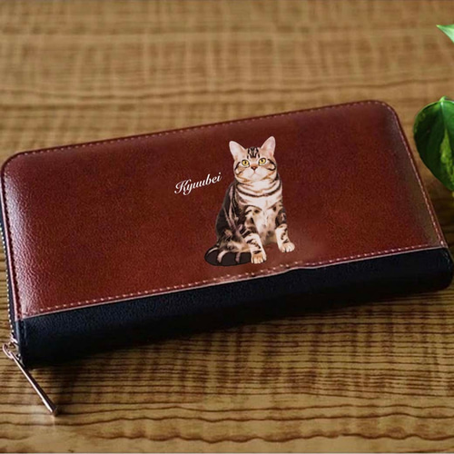 長財布　猫　革財布　猫好き　ハンドメイド 長財布猫革財布猫好きハンドメイド