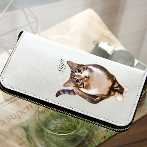 長財布　猫　革財布　猫好き　ハンドメイド 長財布猫革財布猫好きハンドメイド