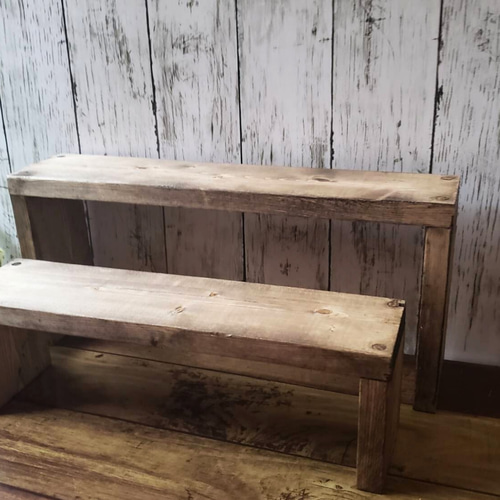 古材風/木製/プランタースタンド/フラワースタンド/ウォルナット 棚