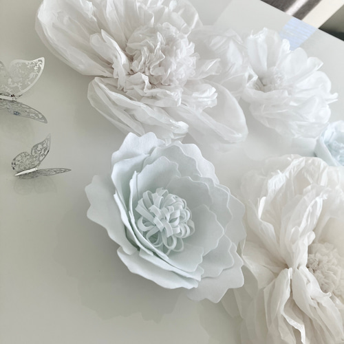 C'1白のウォールフラワーセット ペーパーフラワー 壁掛け 可愛いお花