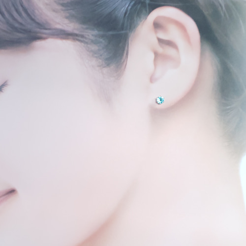 奇跡の輝き✨ 人工パライバトルマリンセット 4mm イヤリング可