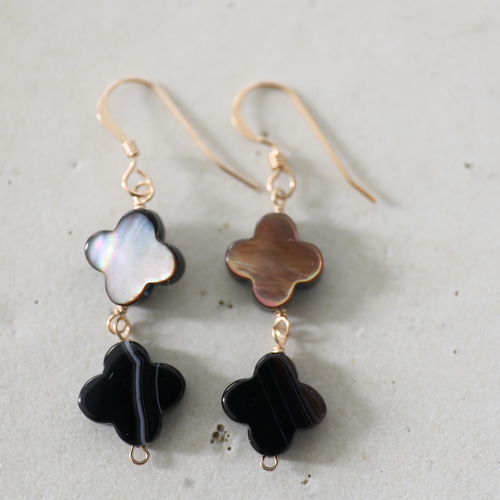 14KGFbrown shell onyx pierce [kgf5090] ピアス（フック・チェーン