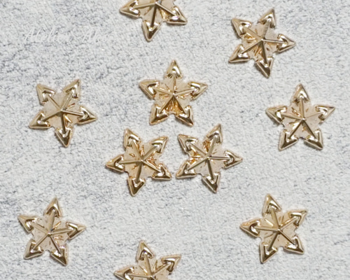 10個♡カボション シャンパン ゴールド ラメ 五芒星 スター デコパーツ 