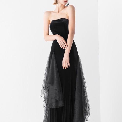 ベロアドレス チューブトップ 前撮り 二次会 ドレス ウララ--1000着  