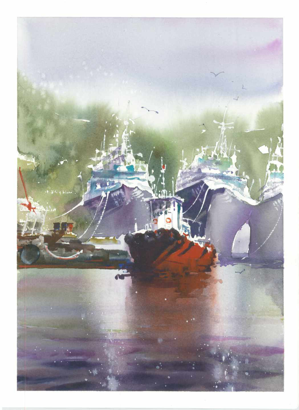 水彩画「一艘の船」