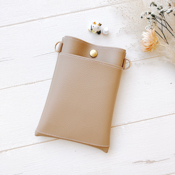 仕分けポケットペンケース／ナースポーチ／フェイクレザー／モカ