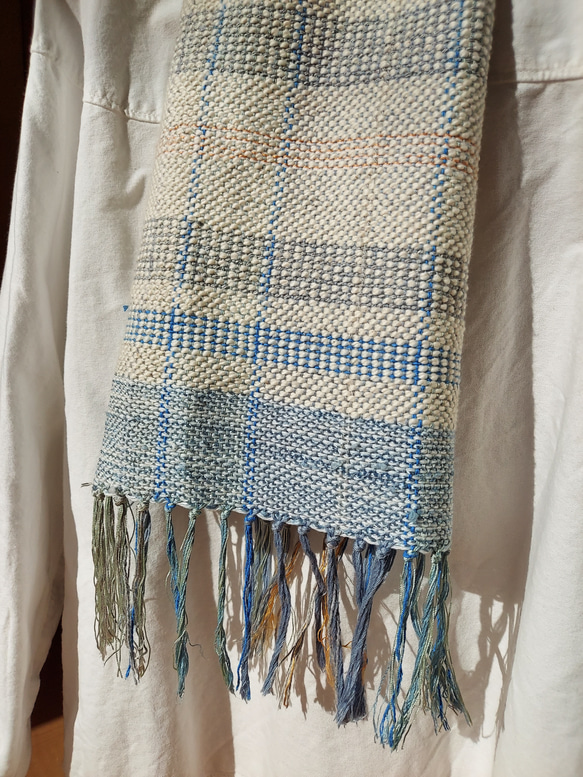 手織り　綿と絹のやさしいマフラー　作品2302 5枚目の画像