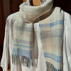 手織り　綿と絹のやさしいマフラー　作品2302 3枚目の画像