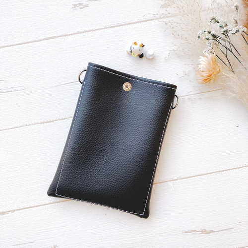 仕分けポケットペンケース／ナースポーチ／フェイクレザー／ブラック  