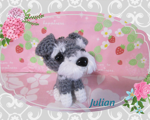 No.1333 ハンドメイドあみぐるみ お座り わんちゃん 犬 オブジェ No