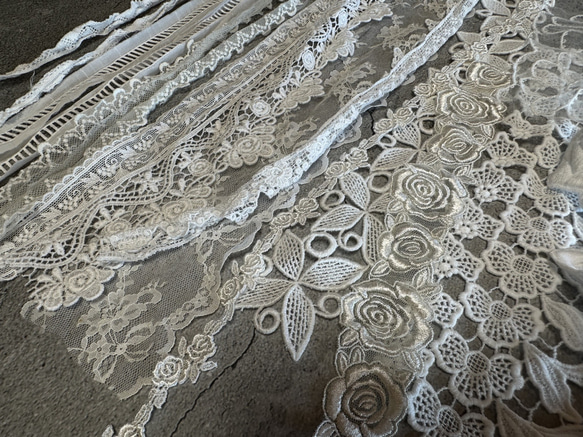 NEW ◆ 50g入り ◆ レースの端切れ福袋 ◆ lace-No,148 / ホワイト系 9枚目の画像